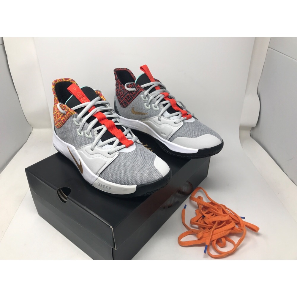 Size 9.5 - Nike PG 3 BHM Multicolor BQ6242-007 VNDS Grey Extra Laces No Box